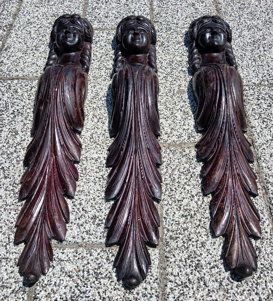 Image 1 of Cariatide scolpita in legno antico 3: Donna