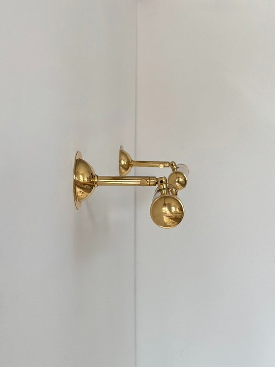Set van twee vintage verstelbare messing wandlampen, Frankrijk, 1970. – Brass (photo 7 of 9)