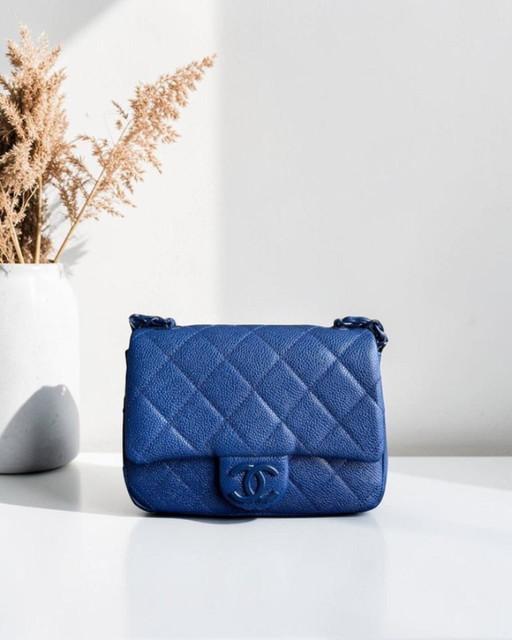 Mini borsa Chanel Classic Flap Seasonal Square - Caviar Quilted All Blue Series 29