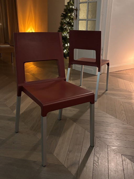 4x Kristalia FACE chairs red | designer chairs | set of 4