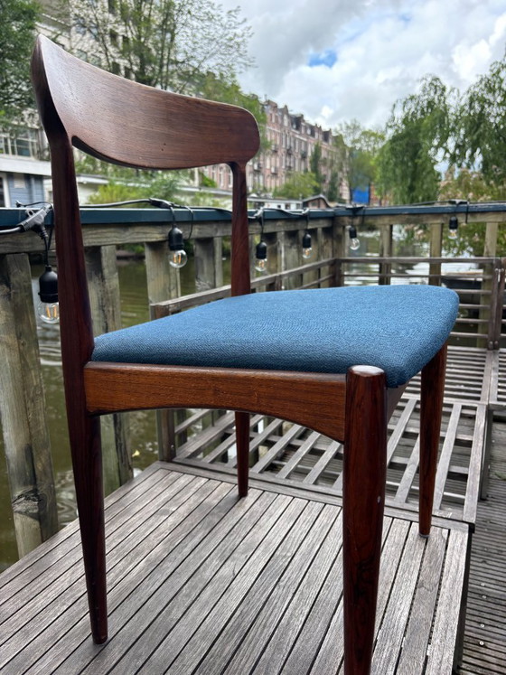 Vintage Johannes Andersen 6x eetkamerstoelen Deens design – Textile, Wood (photo 7 of 7)