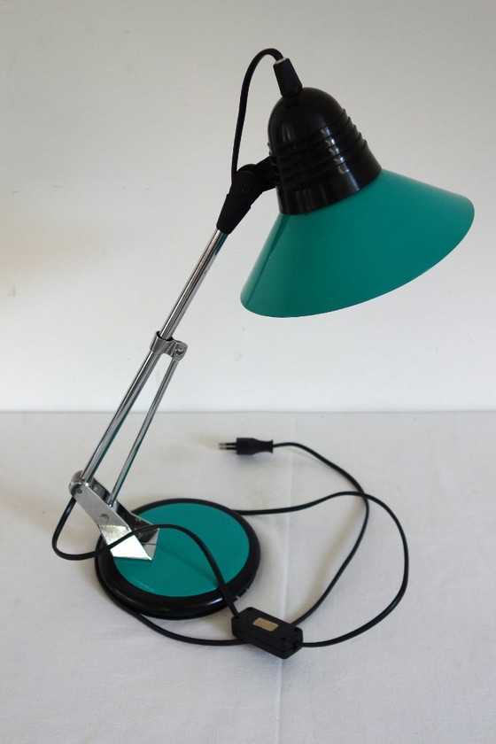 Lampe de Bureau Vintage par Aluminor, France, 1970s, Métal, Chrome, Turquoise (photo 12 sur 12)