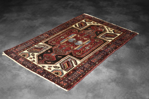 Vintage Hand-Woven Oriental Zanjan Hamadan Rug, Middle Eastern, 1960s