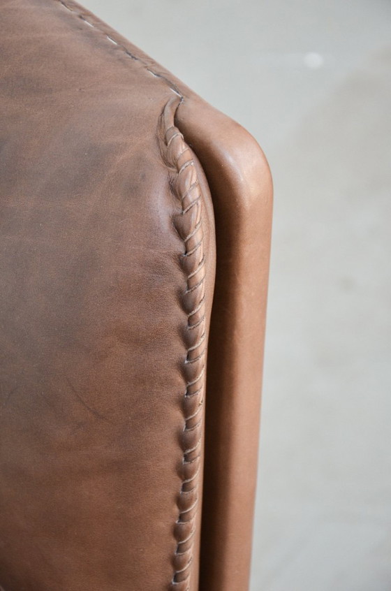 Image 1 of Poltrona vintage in teak, pouf in pelle di metà secolo, anni '60, stile danese