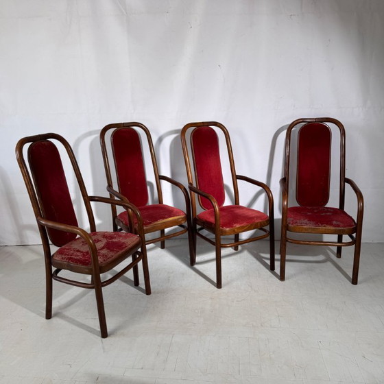 Image 1 of Set di 4 sedie da pranzo con schienale alto di Antonin Suman per Tatra Nabytok, anni '60