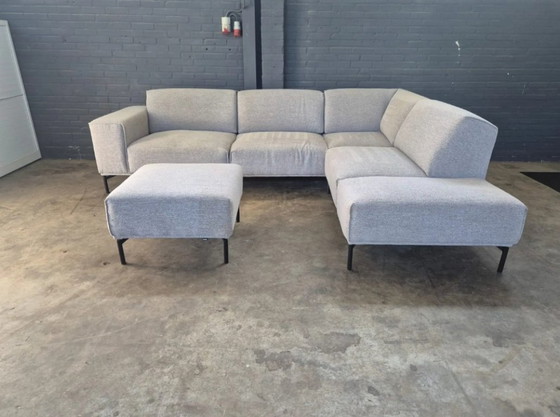 Canapé d'angle modulable Montel avec ottoman, textile gris, Canapés modulables, Métal, Modern (photo 8 sur 11)