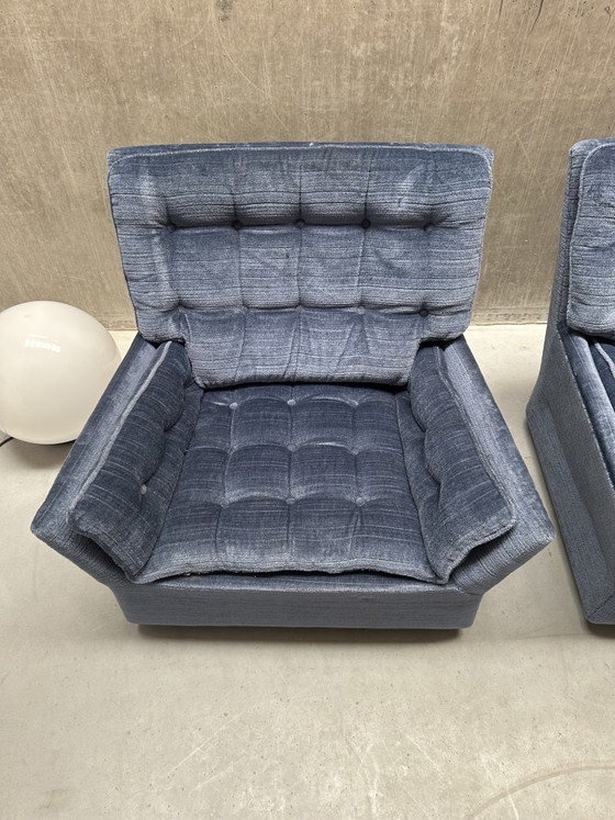 Image 1 of Set of 2 vintage blue mobile armchairs '70s