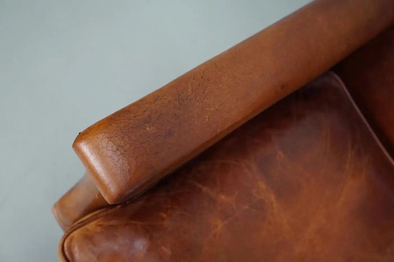 Image 1 of Vintage Nederlandse clubfauteuil van cognackleurig leer