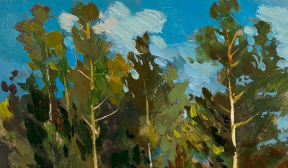 Image 1 of Original Oil Painting Summer Coastal Landscape Together in Nature