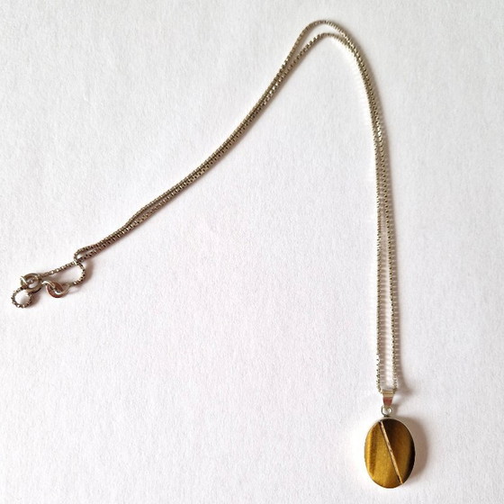 Image 1 of Silberner Anhänger mit Tigerauge und passender Halskette