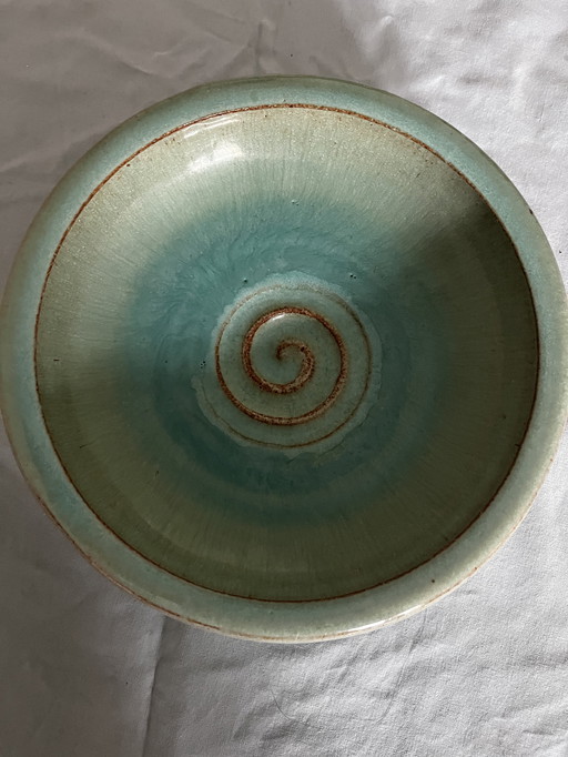 Nittsjö schaal groen keramiek vintage 