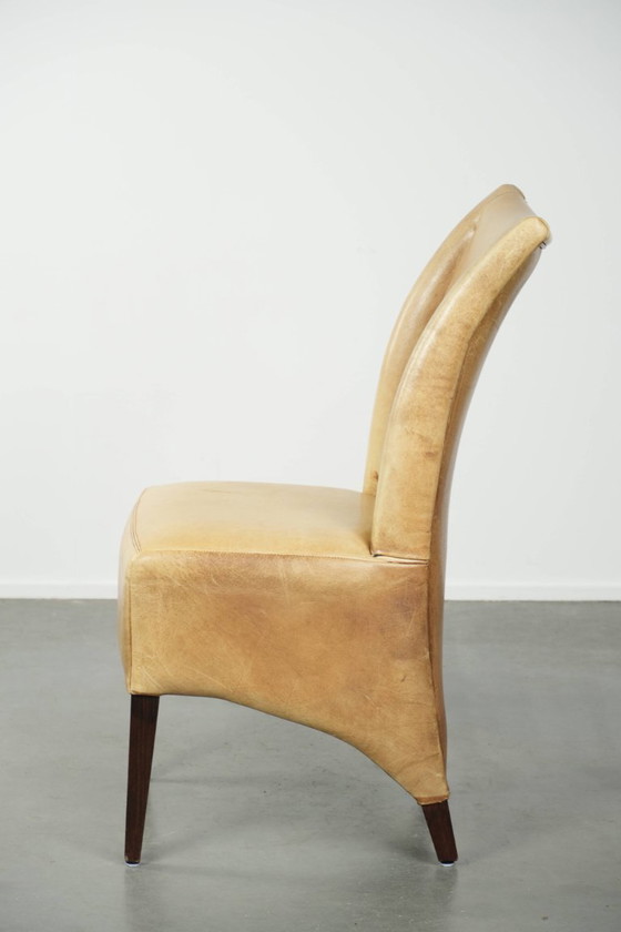 Image 1 of Luxe rundleren eetkamer/ bijzet/ bureaustoel in een mooie lichte kleur met een comfortabele zit en een hoge rug