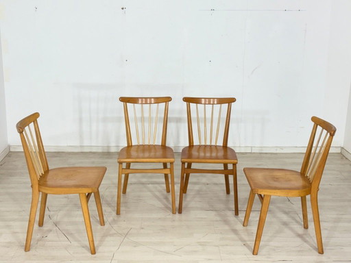 Lot de 4 chaises de salle à manger style années 50, chaises de cuisine, chaises en bois, chaises de salle à manger vintage