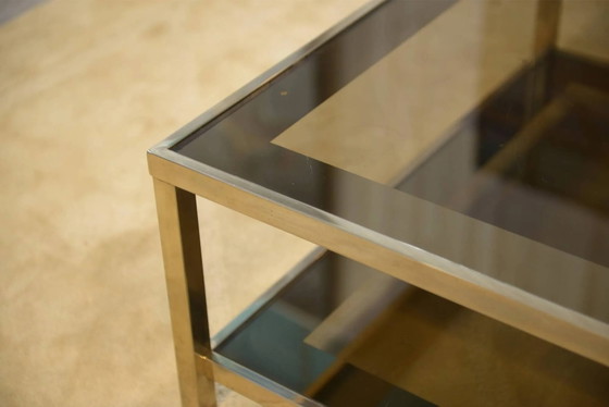 Hollywood Regency coffee table in smoked glass with mirrored framing from the 1970s. – Crystal (photo 4 of 10)