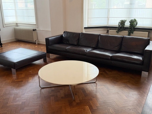 Minotti Pollock bank en hocker - Donkerbruin leer