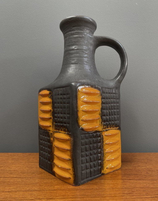 Brown and orange vase by Carstens model 7444-25  West Germany Pottery