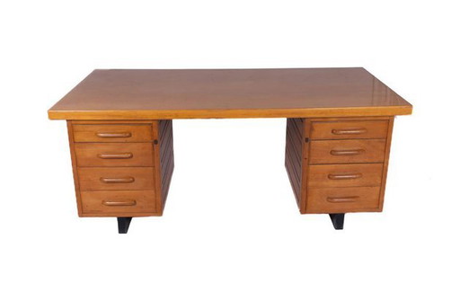 Houten bureau met acht laden van Anonima Castelli, 1950