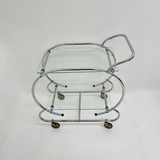 Desserte chromée avec étagères en verre, Chrome, Argenté, Vintage (photo 4 sur 15)