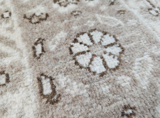Image 1 of Handgeknüpfter, runder Orientteppich aus Wolle mit Blumenmuster, Kayseri-Creme, 200 x 200 cm