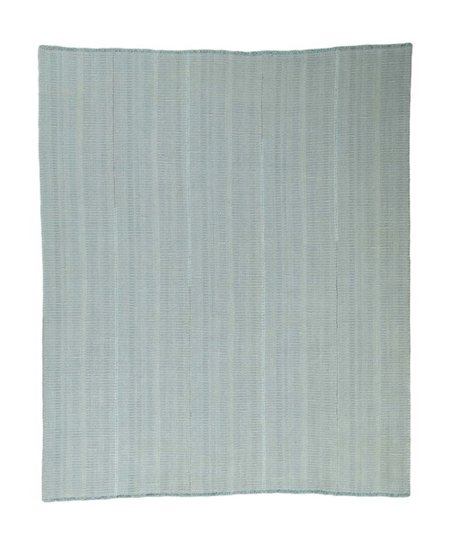 Hand-woven modern kilim - 300 x 256 cm | Minimalist design in soft blue-green - 100% wool