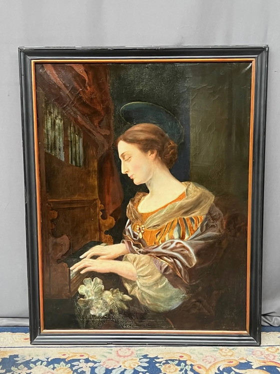 The painting "Young Girl Playing the Organ" – Paintings & Drawings, Canvas (photo 3 of 6)