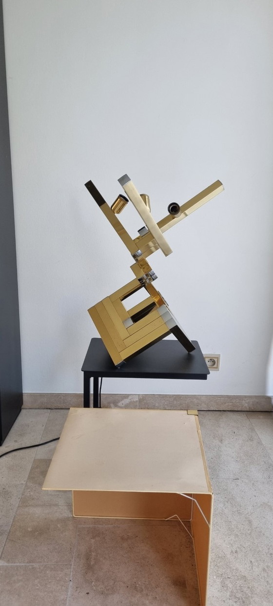 Lampada da tavolo Lumica in ottone con dettagli argentati, Lampade da tavolo, Tessile, Multicolore, Modern (foto 5 di 9)