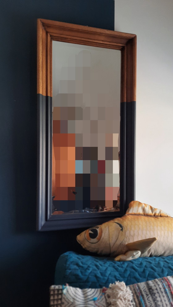 Image 1 of Miroir à facettes en bois vintage