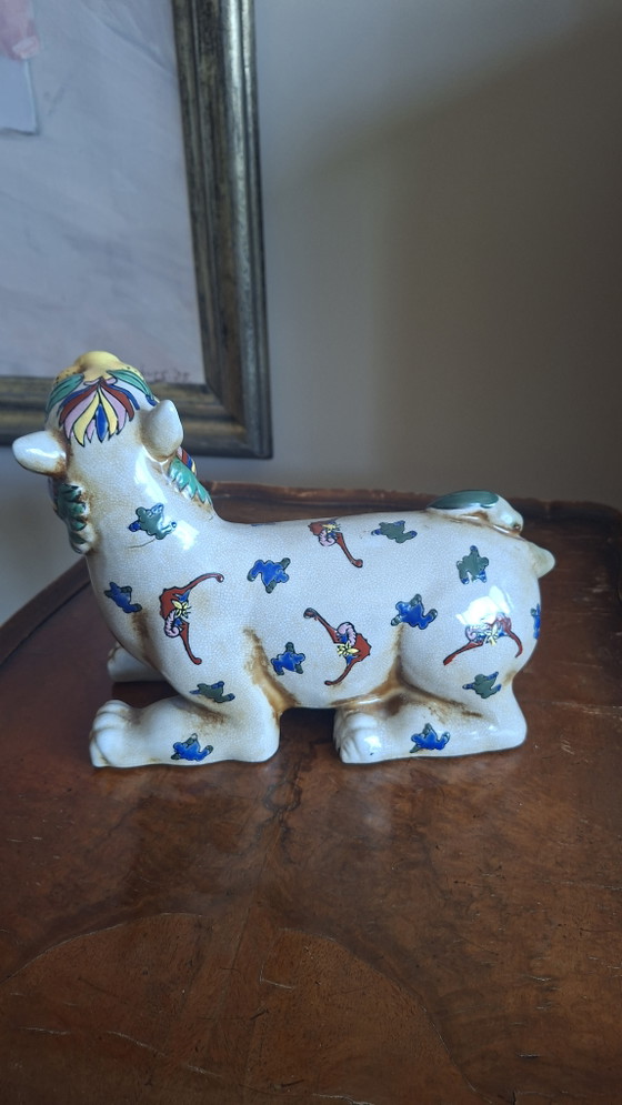 Vintage Kutani stijl Shishi leeuw - Porseleinen Foo hond beschermer - 24 cm - Kleurrijk – Decoratieve objecten (photo 3 of 8)