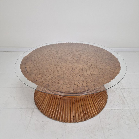 Image 1 of Sheaf of Wheat Bamboo Coffee Table by McGuire, USA, circa 1970