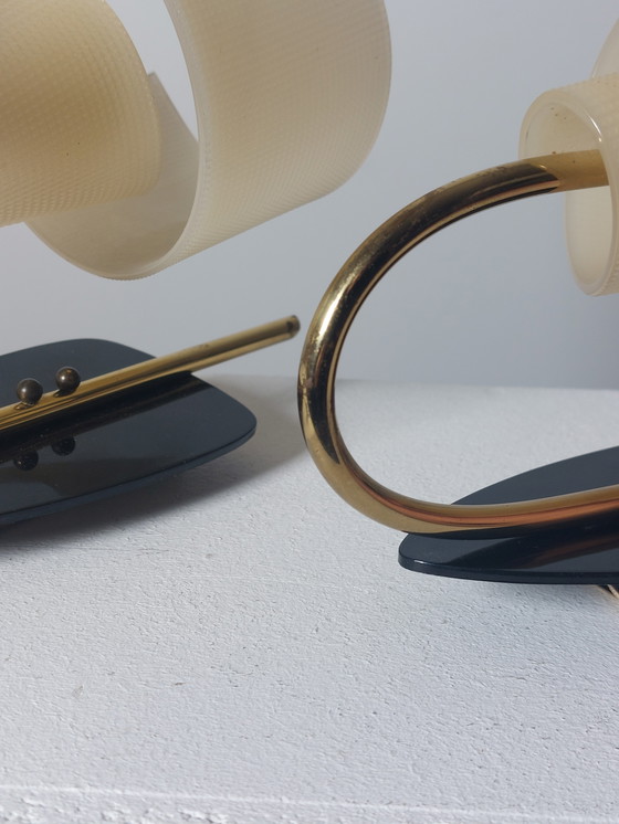 Image 1 of Coppia di lampade da parete vintage di metà secolo in ottone Geru