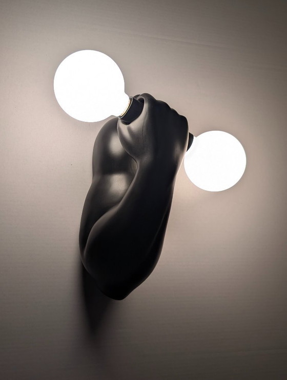 Image 1 of Applique murale en céramique noire J.C. Peiré, bras sculptural, années 1980