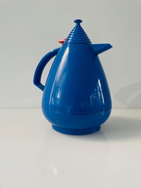 Image 1 of Bouteille isotherme vintage Leifheit Vivatherm bleue Memphis