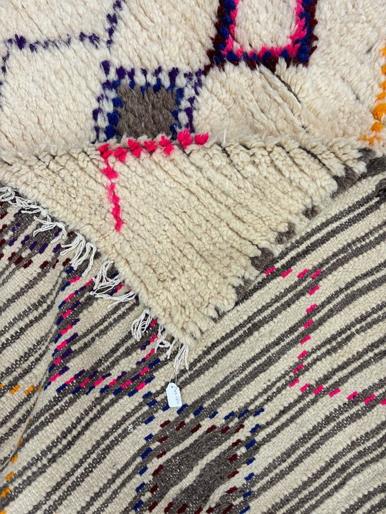 Image 1 of Tapis marocain en laine Azilal - 160x250 cm - Tapis berbère tissé à la main - Design abstrait bohème