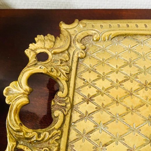 Image 1 of Vassoio francese d'epoca in ottone barocco 1930