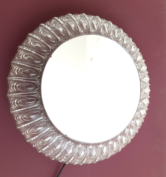 Image 1 of Prachtige grote glazen mcm spiegel wandlamp van Wila LeuchtenPrachtige grote glazen mcm spiegel wandlamp van Wila Leuchten