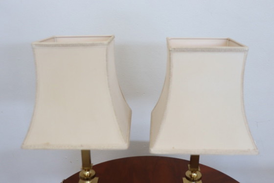 Image 1 of Golden Bedside Table Lamps, Italy 1970s, Set of 2