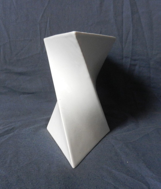 Image 1 of Angled white earthenware vase Jan van der Vaart 1975
