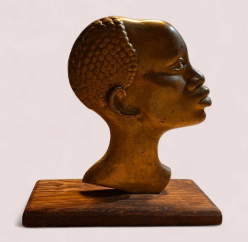 Vintage-Bronzestatue eines afrikanischen Mannes