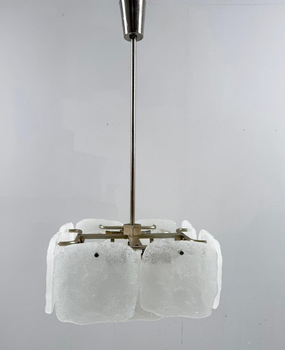 Image 1 of Lampe en verre glacé/plafonnier de J.T. Kalmar pour Kalmar Franken, modèle : Bernstein, Autriche, années 1960