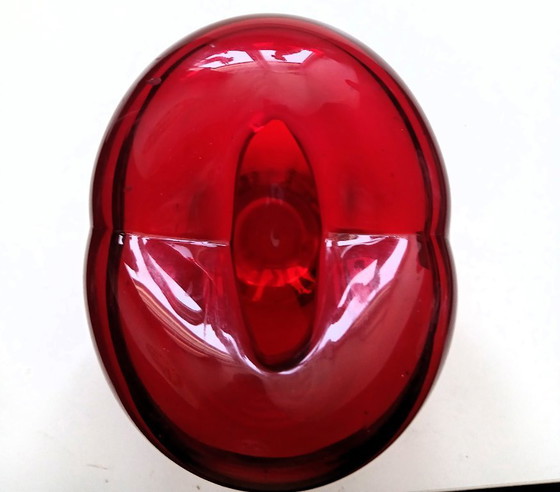 Image 1 of (W009) Leonardo Heart Vase Ruby Red Glass – 17cm – 2kg Heavy Decoration