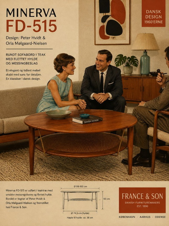 Peter Hvidt & Orla Mølgaard-Nielsen Minerva FD-515 salontafel – Frankrijk & Son, jaren 60 – France & Søn, Wood (photo 5 of 5)