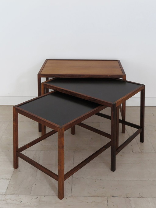 Tables d'appoint gigognes en bois et Formica par Kurt Østervig, Danemark, années 60, set de 3
