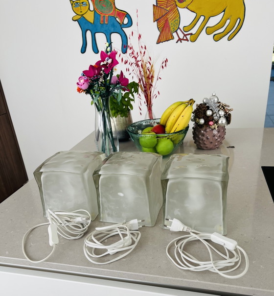 Vintage IKEA Iviken “Ice Cube” Table Lamps – Glass, Plastic (photo 4 of 8)