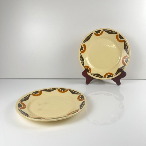 Par de platos de postre Art Déco de Badonviller, 1920/1930.