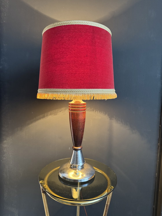 Image 1 of Art Deco lamp in wood and chrome