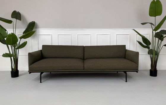 Image 1 of Muuto Outline Sofa 3 Seater Green Fabric Designer Couch