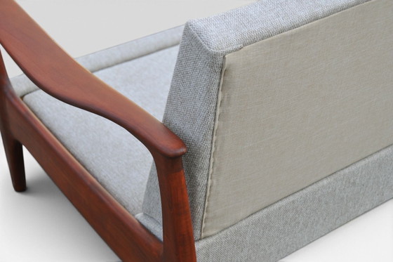 Canapé vintage en teck Eugen Schmidt Soloform et 2 fauteuils – Sofas, Bois, Textile (photo 4 of 13)