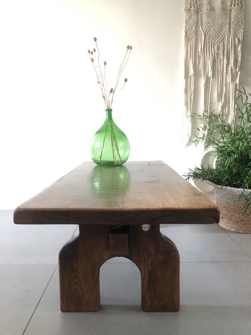 Brutalist solid wood coffee table