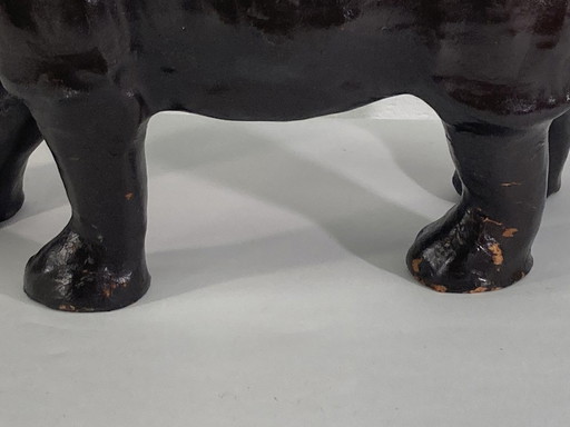 Mid Century Leder Nashorn Statue, England