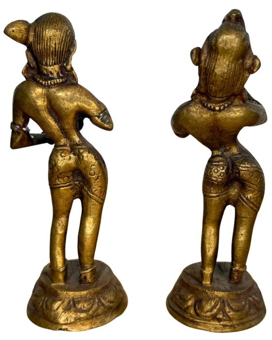 Hindu Bronze Altar Statues – Pair – Ritual Figures – Sculpture (photo 10 of 10)